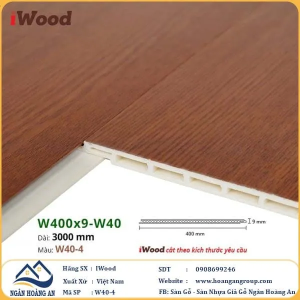 Tấm Nhựa Ốp Tường Ốp Trần Nano Giả Gỗ Iwood W40-4